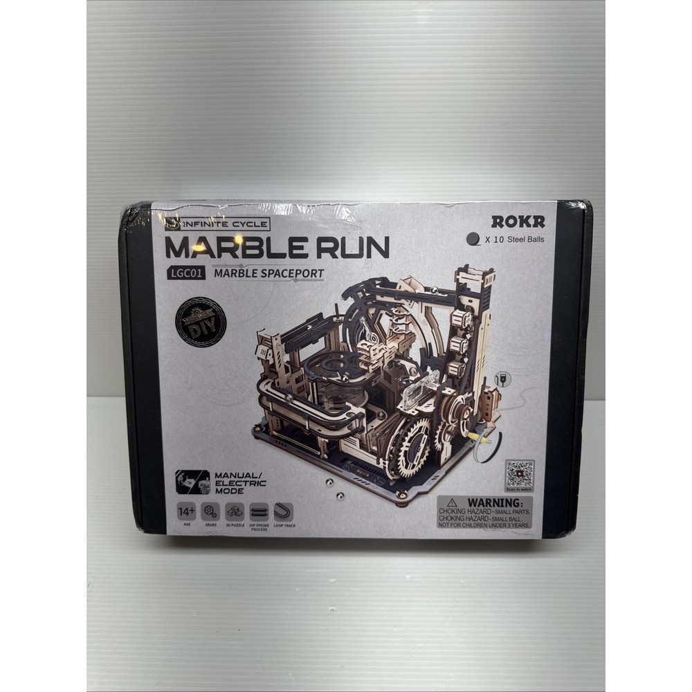 ROKR Marble Run Spaceport LGC01 3D Wooden Puzzle Kit 472pcs Plywood/Metal 14+